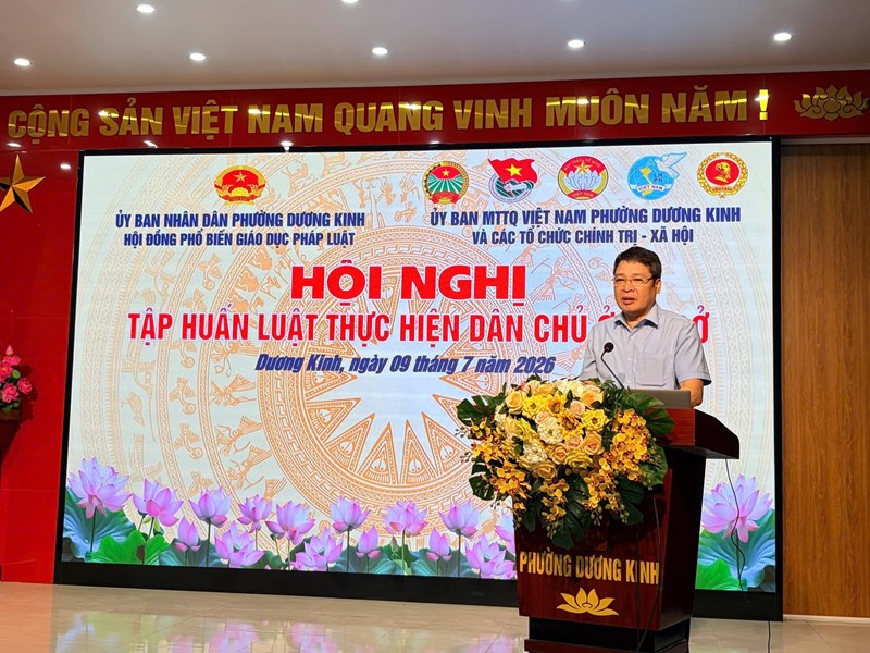 Phường Dương Kinh tổ chức Hội nghị tập huấn Luật Thực hiện  dân chủ ở cơ sở